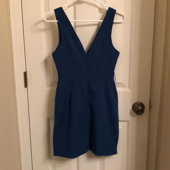 Dark Blue/Dark Teal V Neck Cocktail Dress - Picture 4 of 4